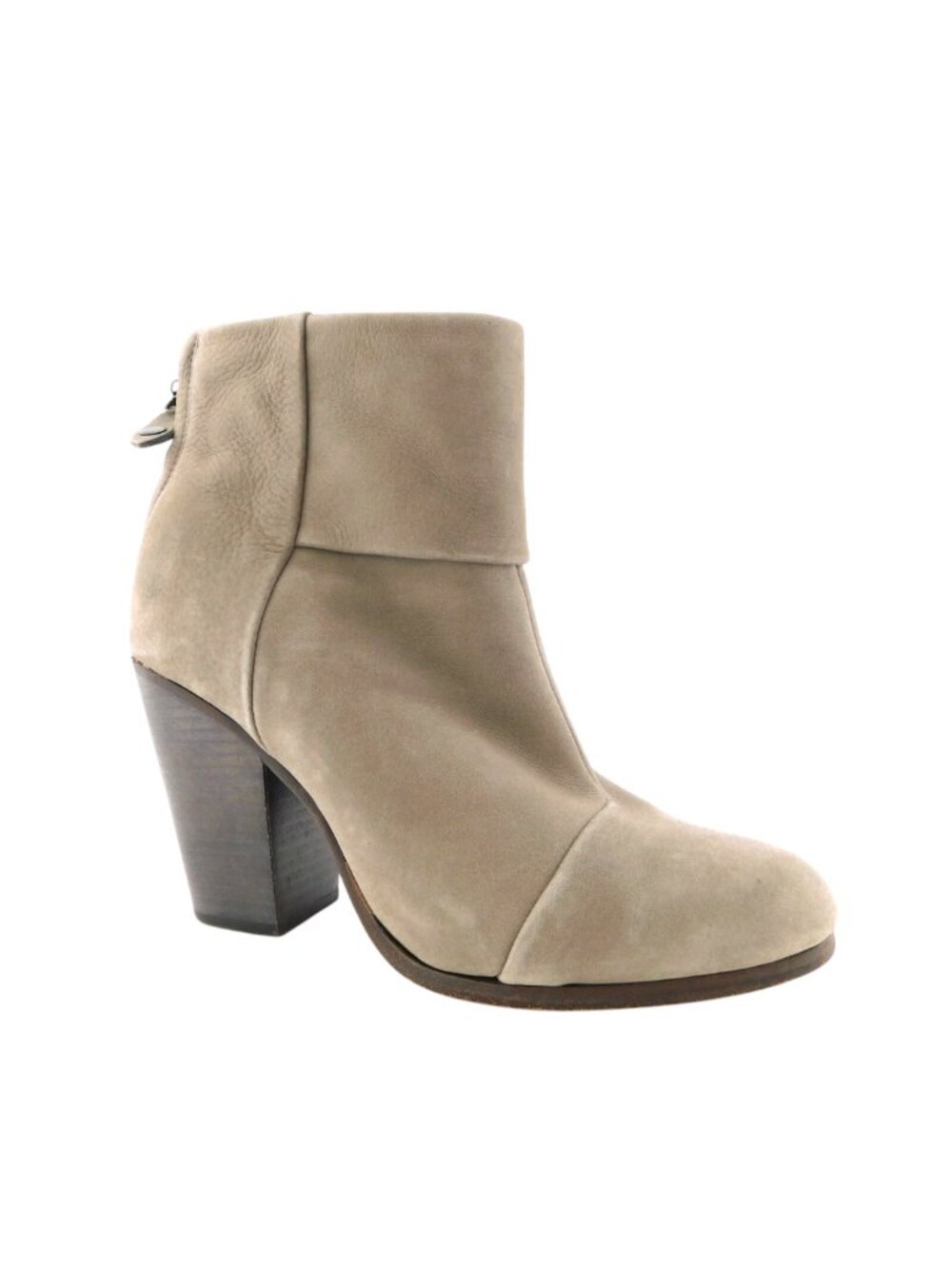 RAG&BONE Light Gray Leather Cap Toe Block Heel Ankle Boots 40 Newbury